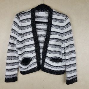 Calvin Klein Black & White Fuzzy Cropped Sweater